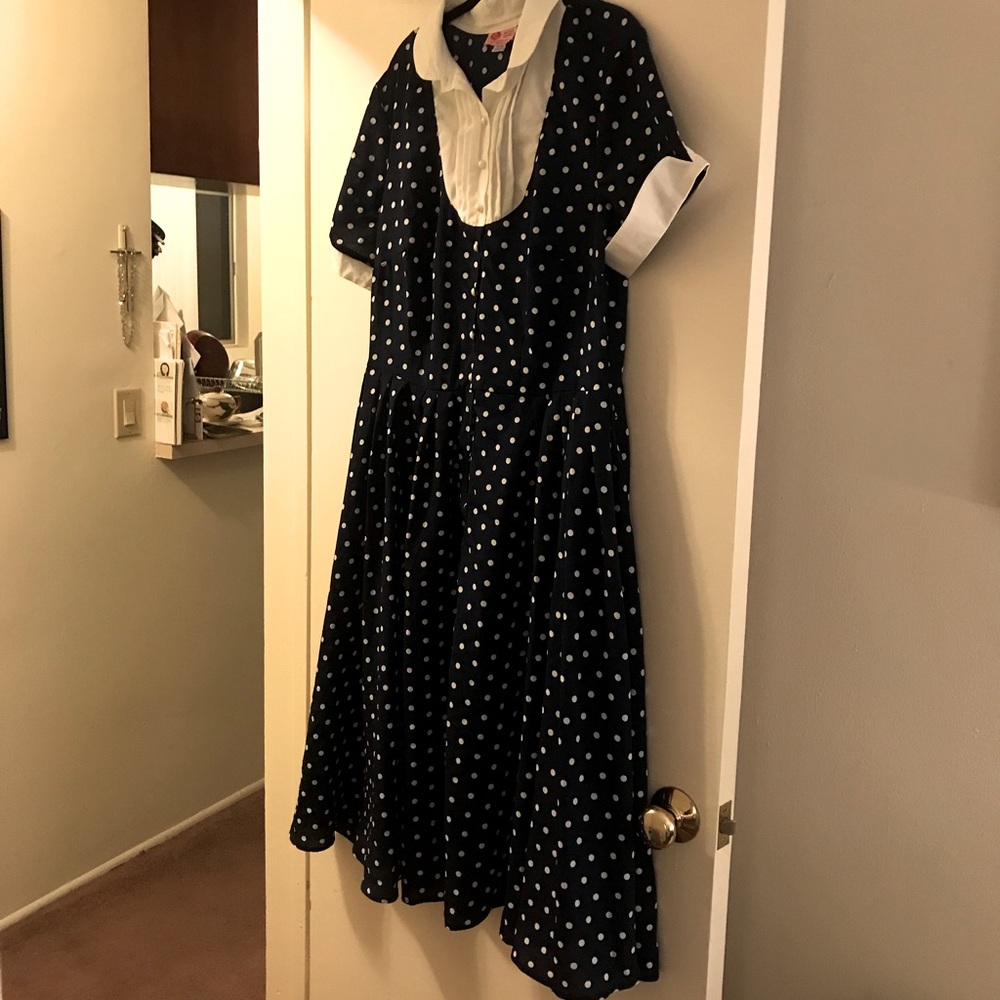 Unique Vintage x I Love Lucy Blue Polka Dot Dress